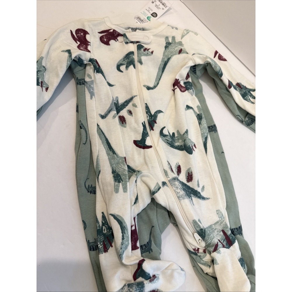 Carter's 2 Pack Sleeper Set, Size newborn, dino, green, white - Picture 3 of 3